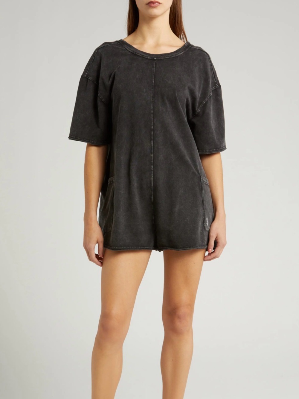 Free People hot shot Washed Black charcoal grey Oversized romper